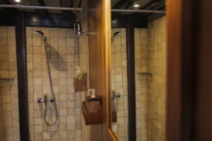 Ensuite bathroom serving an Amira lower-deck cabin