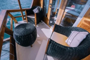 Private balcony of the Master Cabin aboard Abizar phinisi