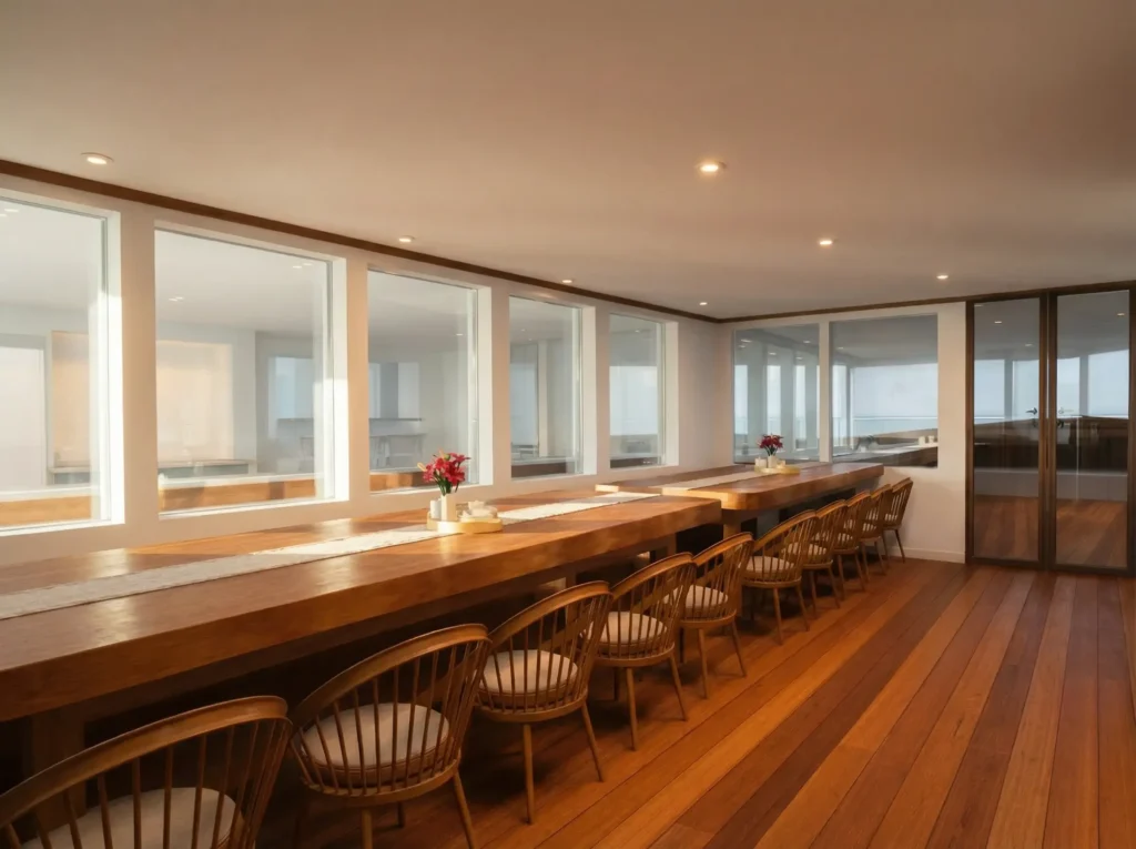 Dining room aboard Aura Suci