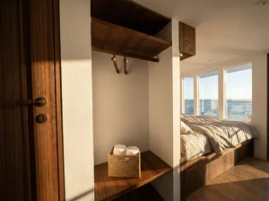Superior Cabin bedroom and wardrobe aboard Aura Suci