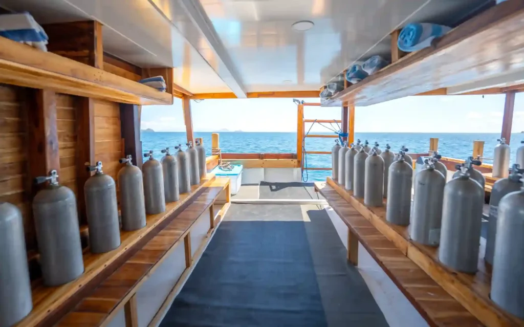 Dive deck aboard Baraka phinisi in Komodo