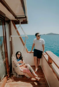 Gandiva moored off Padar Island, a trekking stop on the Komodo route