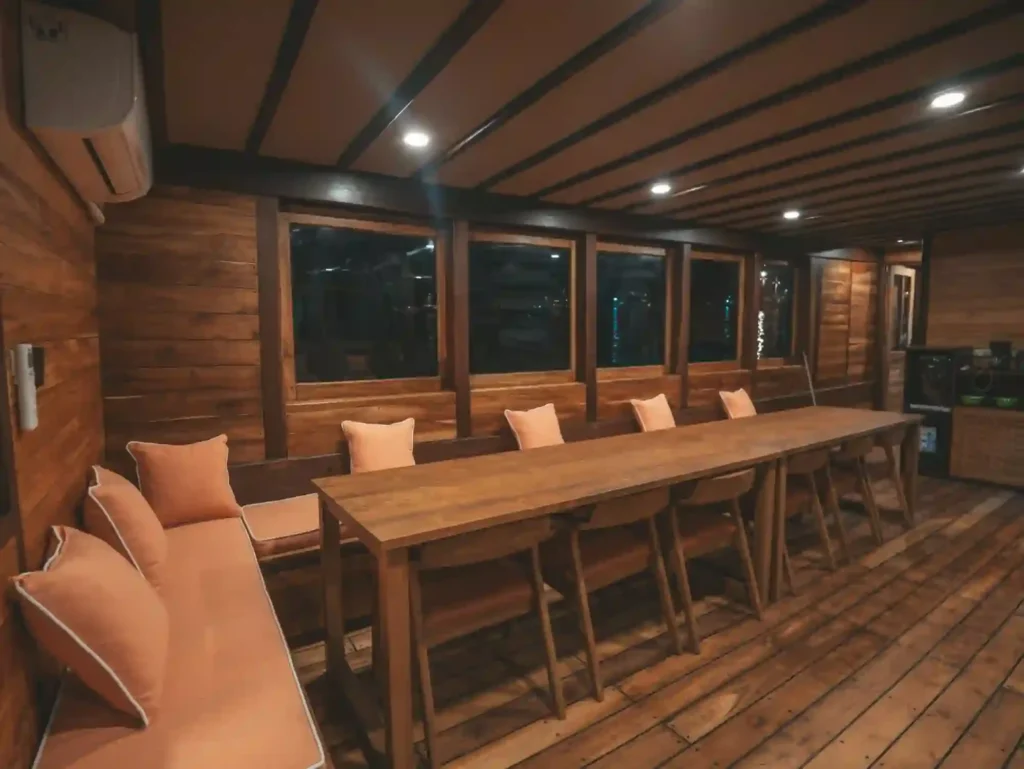 Outdoor chill lounge on Kanthaka, one of three separate lounge areas on board