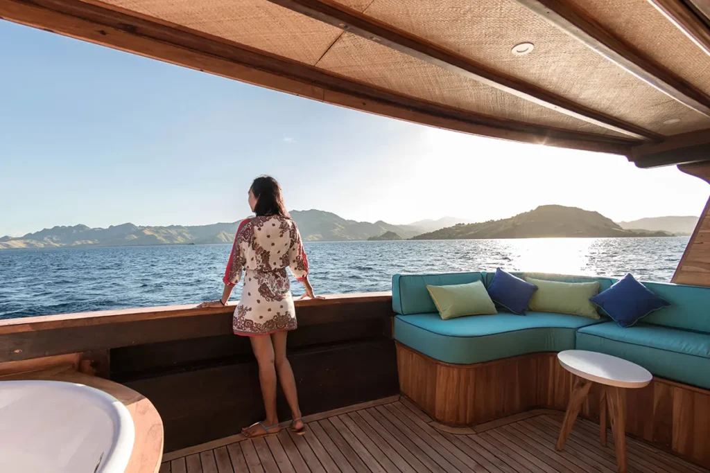 Private balcony of the master cabin aboard Magia II