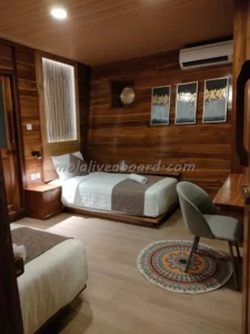 Guest cabin with wash basin aboard Mola Mola 2