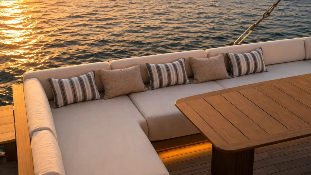 Top deck lounge aboard Papiton Allo phinisi