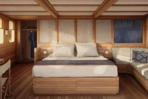 Official Sejiwa cabin interior render with king-size bed