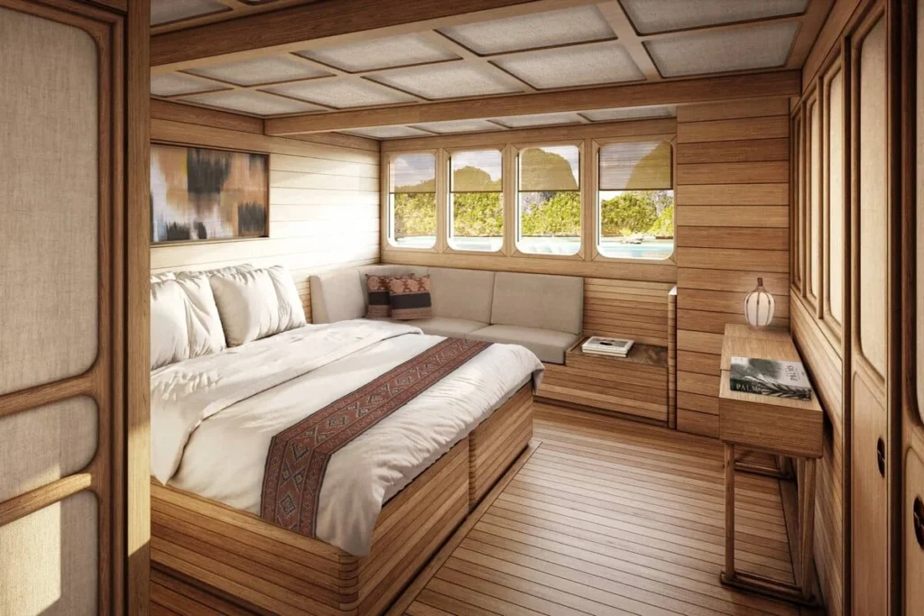 Second official Sejiwa cabin interior render with king-size bed