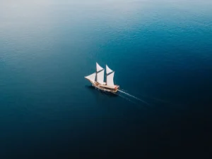 Senja anchored off an Indonesian island