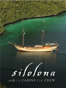 Silolona 50m phinisi under sail in eastern Indonesia
