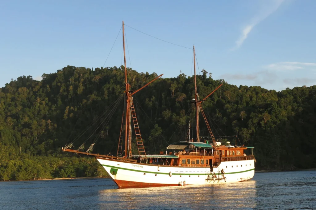 Tambora seen from the water on a diving safari