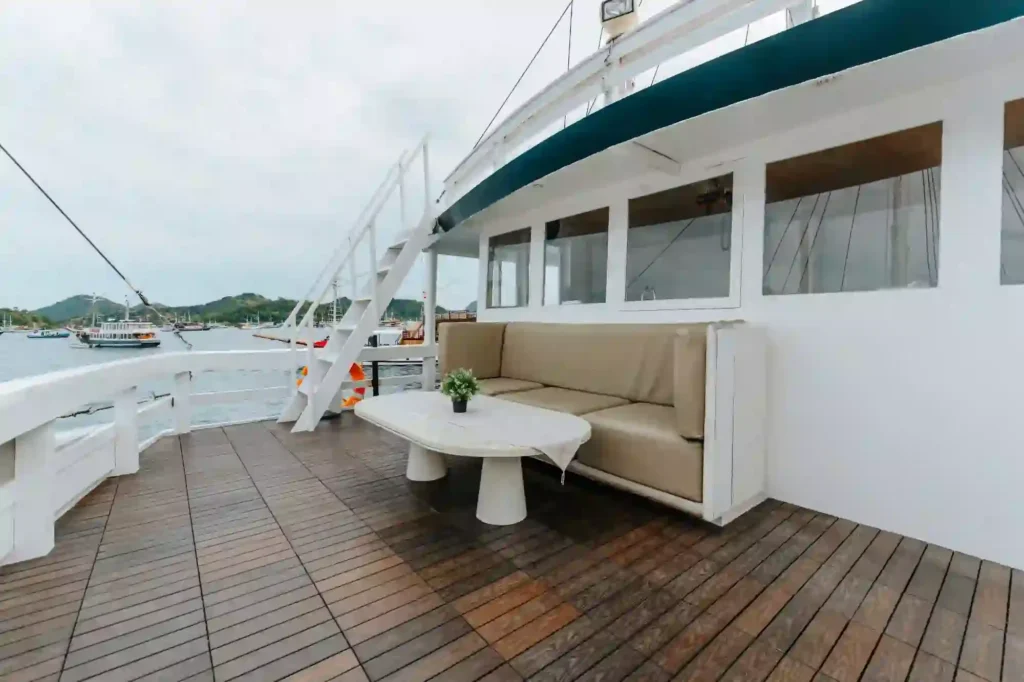 Seating on the Tara sundeck used between island stops