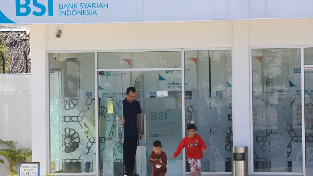Exterior view of a BSI ATM gallery in Indonesia